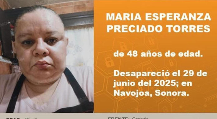 #Navojoa María Esperanza desapareció en Navojoa; desde el pasado 29 de junio nada se sabe de su paradero.