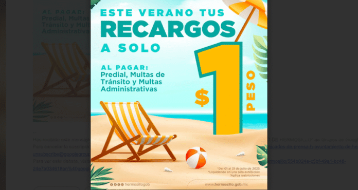 Invita Tesorería Municipal a aprovechar la promoción de pago de recargos a un peso hasta el 31 de julio; al liquidar predial, así como multas de tránsito y multas administrativas.