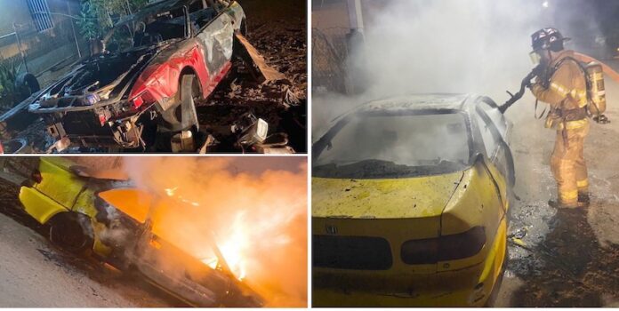 #Empalme Dos arros y una lancha incendiados anoche en Empalme; los Bomberos tuvieron una larga jornada de trabajo.