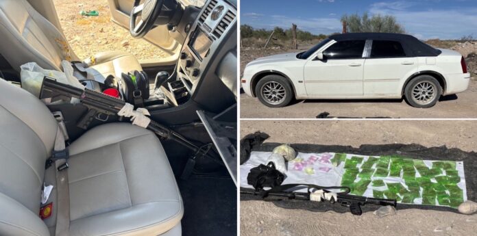 #Sonora Aseguran casi 800 dosis de droga; además de un vehículo y un arma de fuego de fabricación artesanal; no hay detenidos.