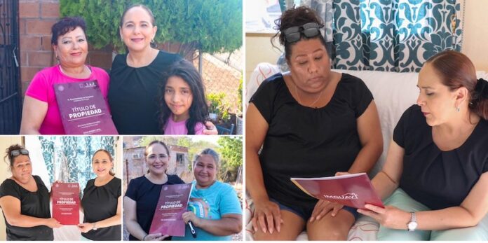 La alcaldesa Karla Córdova González entrega títulos de propiedad y garantiza certeza jurídica a las familias de Guaymas.