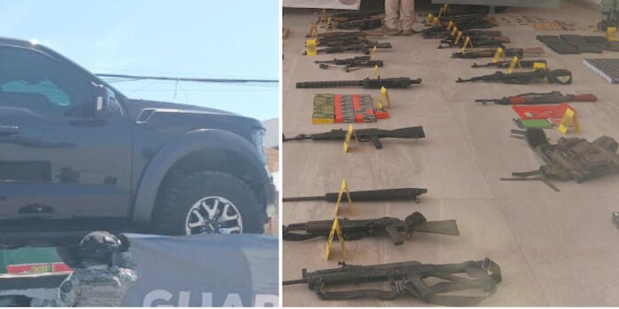 #Caborca Aseguran 25 fusiles de asalto y una ametralladora en Caborca; Guardia Nacional realizó un cateo en un casa que era ocupada por integrantes de una célula delictiva.