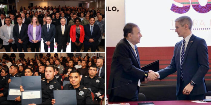 Gobernador Durazo crea primera División de Operaciones Fronterizas en México; el mandatario firmó el decreto para la creación de este nuevo modelo de seguridad como parte de su firme compromiso con la protección fronteriza. Por ello, trabaja estrechamente con las autoridades de Estados Unidos para encontrar soluciones efectivas y coordinadas.