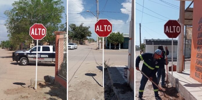 #Empalme Instalan indicadores viales en transitados cruceros de la colonia Jordan; por instrucciones del alcalde Luis Fuentes Aguilar, y en atención a la solicitud de los vecinos del sector..