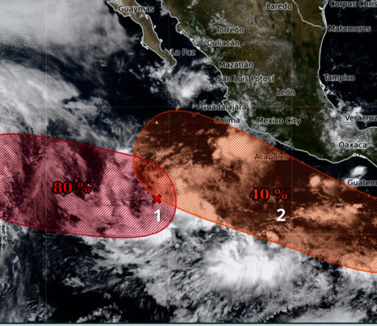 Dos zonas de baja presión en el Pacífico