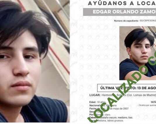 Localizan a joven reportado como desaparecido en Hermosillo