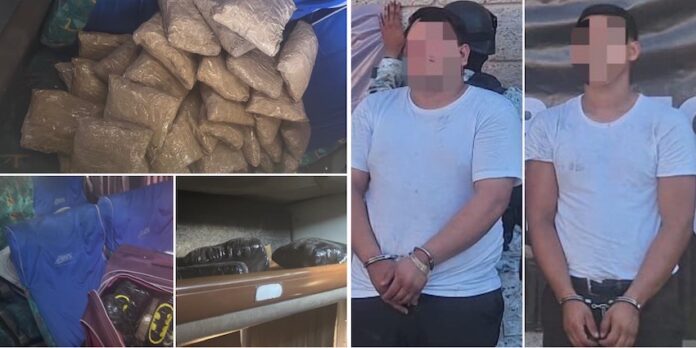 #Hermosillo Transportaban casi 100 paquetes de droga en autobús de pasajeros; operativo llevado a cabo en Hermosillo, con dos hombres detenidos.