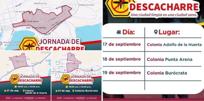 Visitará Jornada de descacharre las colonias Adolfo de la Huerta, Punta Areba y Burócrata; invitan a retirar cualquier tipo de cacharros de patios y mantener una ciudad limpia.