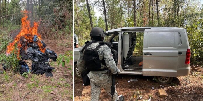 #Nacional Desmantelan 6 campamentos clandestinos, de grupos delictivos; instalaciones improvisadas eran utilizadas como puntos de vigilancia, en los que se confiscaron varios vehículos.