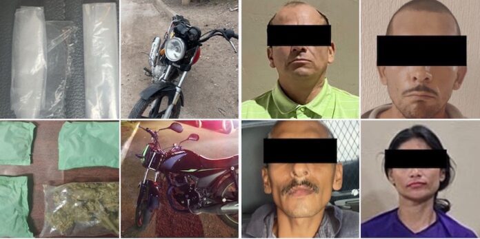 #Cajeme Detienen a cinco sujetos por posesión de droga en Cajeme; acciones en diferentes sectores de la ciudad; recuperan dos motocicletas.