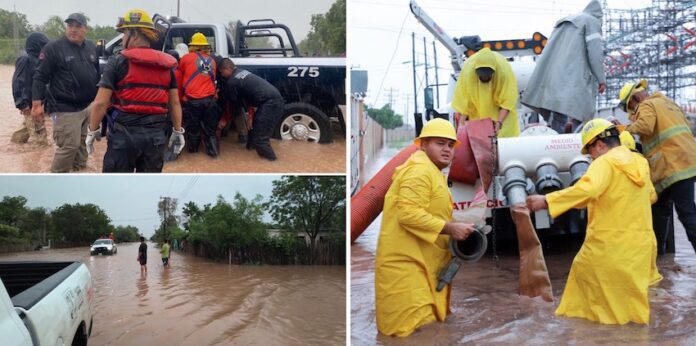 Atiende Gobierno de Sonora afectaciones por el paso de lluvias muy intensas, derivadas del ciclón Lorena; en coordinación con dependencias de los 3 niveles de gobierno.