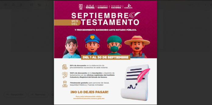 #Hermosillo Facilitarán servicios gratuitos en septiembre, en el Mes del Testamento; con el objetivo de fomentar la cultura testamentaria y brindar certeza jurídica a las familias sonorenses.