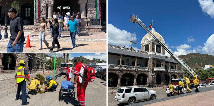 Realiza Ayuntamiento de Guaymas Simulacro Nacional en Palacio Municipal, con el propósito de fomentar la participación ciudadana y fortalecer la cultura de la protección civil y la prevención social.