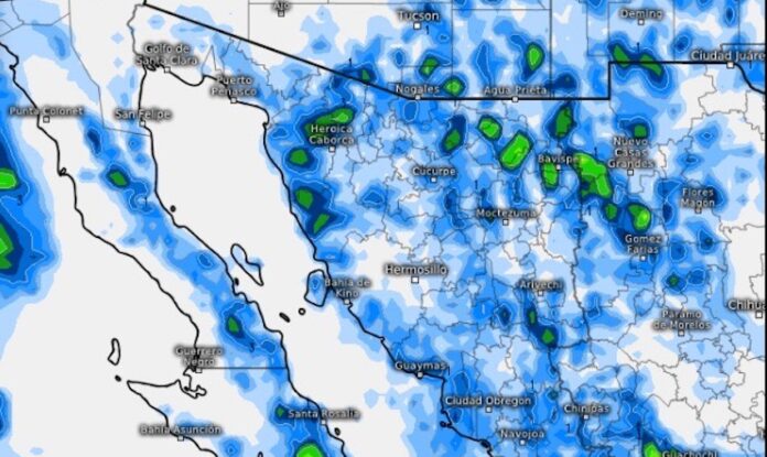 #Hermosillo Monzón mexicano originará este día tormentas eléctricas en Sonora; con lluvias de ligeras a moderadas, y fuertes rachas de viento, sobre el norte, noreste, este y sur en horario vespertino.