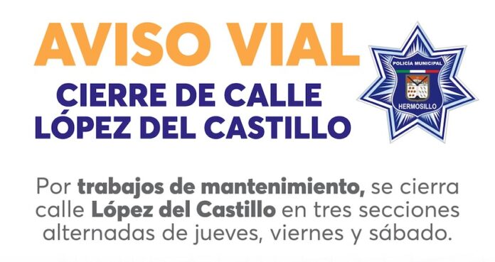 Inicia Gobierno Municipal mantenimiento en calle López del Castillo; en atención a peticiones ciudadanas inició mantenimiento en el tramo entre Periférico Norte y Luis Encinas que durará tres días.