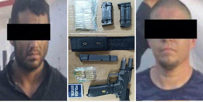 #Hermosillo Incautan arma de fuego en operativo por Hermosillo; fueron detenidos Martín “N” y Carlos “N”, de 29 y 38 años de edad, respectivamente.