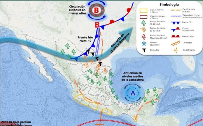 #Hermosillo  Se prevén amaneceres fríos a frescos (5°C a 14°C) en la región montañosa y un ambiente cálido a caluroso (36°C a 38°C) en todo el estado durante la tarde.