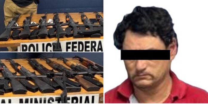 #Ímuris Trailero detenido con 14 fusiles de asalto; operativo de ministeriales llevado a cabo en la carretera internacional, a la altura de la ciudad de Ímuris.