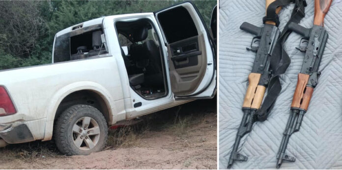#Altar Aseguran armamento en una camioneta robada; el vehículo, con placas del estado de Arizona, se encontraba en estado de abandono.