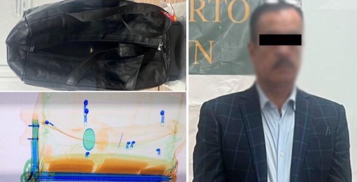#Nacional Buscaba volar a Cuba con un paquete de cocaína en su maleta; en el Aeropuerto Internacional de Cancún descubren doble fondo en equipaje.