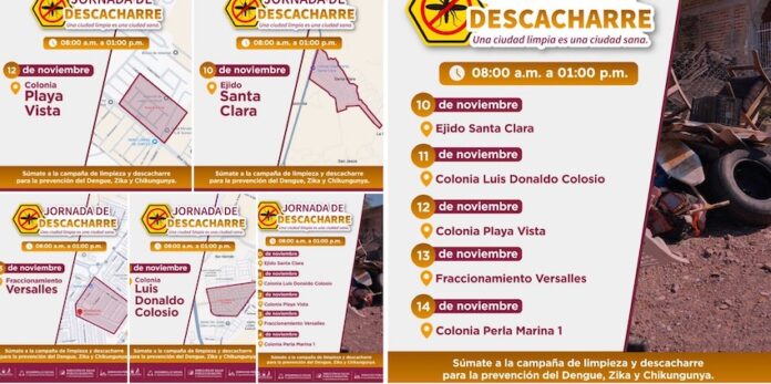 #Guaymas Promueven Jornada de Descacharre del 10 al 14 de noviembre; Ayuntamiento de Guaymas busca dar seguimiento a las acciones preventivas contra el dengue, zika y chikungunya en la comunidad.