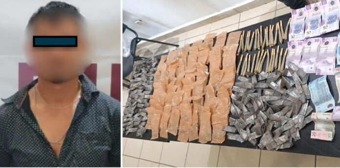 #Guaymas Narcomenudista detenido ayer en sector El Rastro; se trata de Luis Alberto ‘N’, sorprendido con casi 250 dosis de droga.