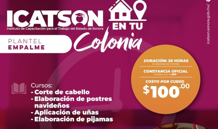 #Empalme ICATSON Empalme invita a cursos intensivos; a llevarse a cabo en colonias de la ciudad.