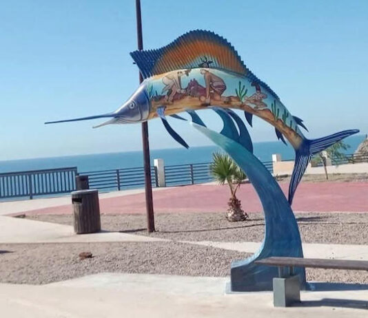 Instalan escultura de pez vela en el Mirador Escénico