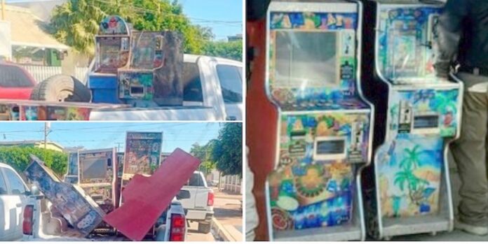 #Sonora Aseguran máquinas tragamonedas en San Ignacio Río Muerto y Bácum; las estaban operando sin autorización en establecimientos comerciales.