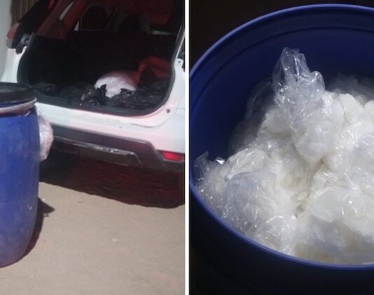Detienen a 3 sujetos en posesión de un tambo cargado de metanfetamina