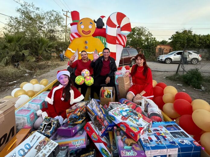 #Empalme Lleva alcalde juguetes a niñas y niños de colonias de la periferia; Lo anterior fue posible gracias al respaldo del gobernador Alfonso Durazo Montaño, quien contribuyó con una importante dotación de regalos.