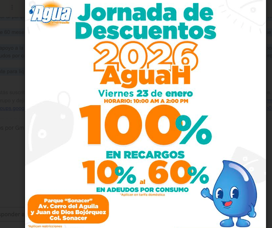 Tendrán residentes de la colonia Sonacer Jornada de Descuentos de Agua de Hermosillo