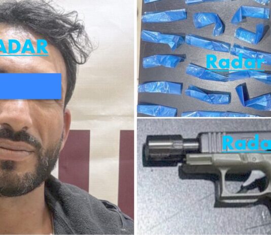 Motociclista detenido en posesión de arma de fuego y droga
