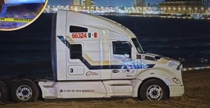 Trailero que metió su unidad a playa de Mazatlán, ya tiene canción; se trata de una cumbia; a la mujer que le acompañaba ahora le dicen LadyCastores.