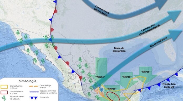 Continuará ambiente gélido a muy frío (-10°C a 0) sobre la región serrana de Sonora; derivado de una masa de aire ártico asociada al frente frío.
