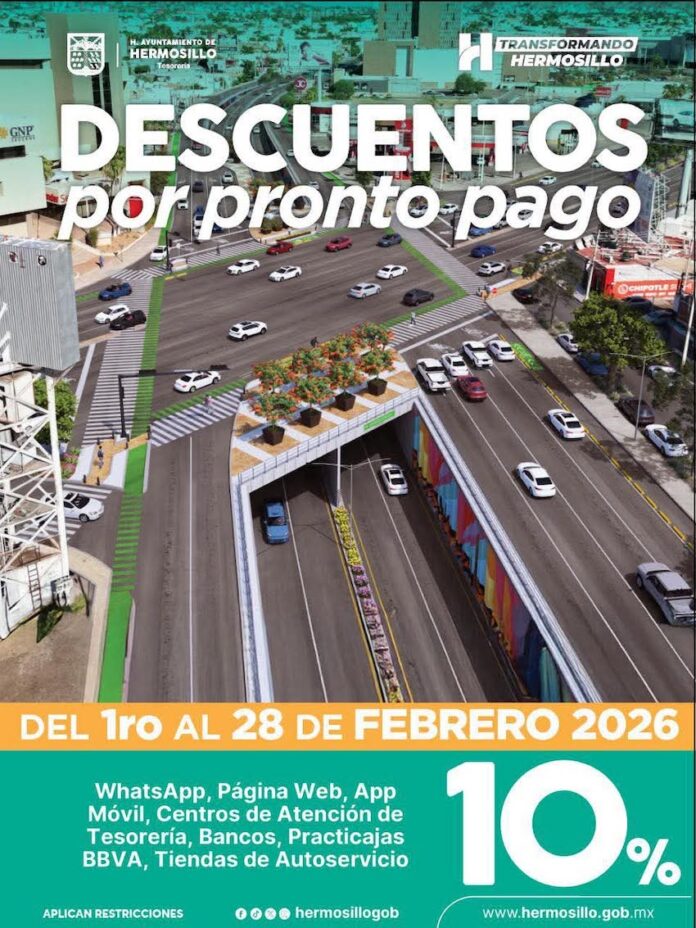 Invita Tesorería Municipal a aprovechar últimos días con el 10% de descuento por pronto pago en Predial 2026; hasta el 28 de febrero, las y los contribuyentes podrán acceder a un 10% de descuento en Predial 2026 por pronto pago en todos los medios de pago.