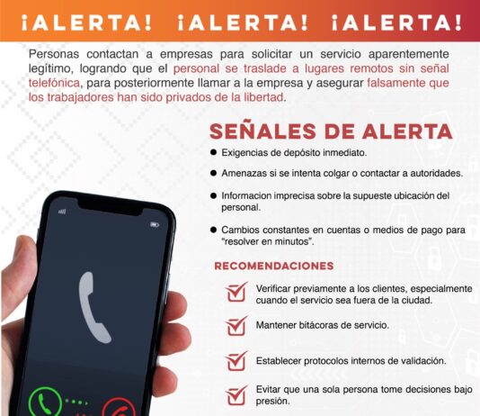 Advierten sobre extorsión telefónica con falsas contrataciones