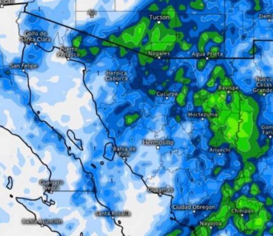 Guaymas con 60% de probabilidad de lluvia, hoy