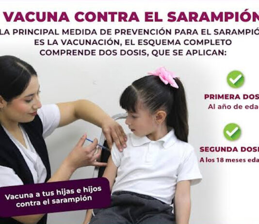 Con esquema completo de vacunación, no es necesario el uso de cubrebocas contra sarampión