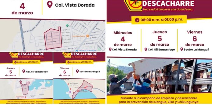 Promueve Ayuntamiento de Guaymas y dependencias Jornada de Descacharre del 4 a 6 de marzo; con el objetivo de trabajar por el bienestar de las familias y mantener limpios la ciudad.