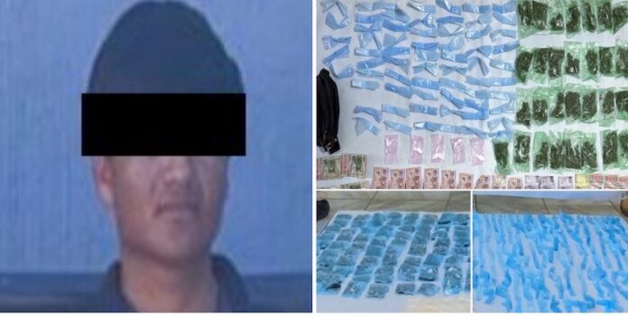 Aseguran 397 dosis de droga en Caborca; se detuvo al joven Marcelino “N”, de 20 años de edad.