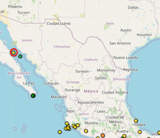 Volvió a temblar frente a las costas de Guaymas, anoche