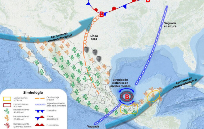 Se aproxima un sistema frontal al norte de México; originará un ambiente fresco durante la mañana y noche; cálido sobre la tarde.