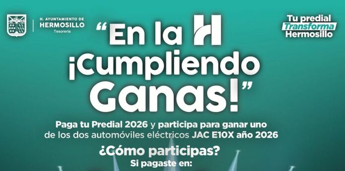 Contribuyentes pueden consultar folios para el sorteo de dos autos eléctricos ¡En la H, Cumpliendo Ganas!; los folios los pueden consultar los contribuyentes que pagaron su impuesto predial de enero a marzo del presente año.