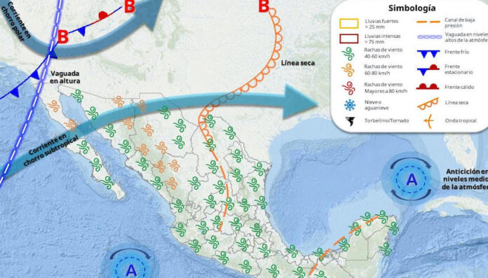 Se espera un nuevo frente frío; podría generar rachas de viento fuertes, lluvias ocasionales y un ligero descenso en las temperaturas.