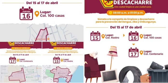 Mantiene el Ayuntamiento de Guaymas Jornada de descacharre en colonias; para promover la limpieza de la ciudad y trabajar en acciones que ayuden en la prevención de zika, dengue o chikungunya.