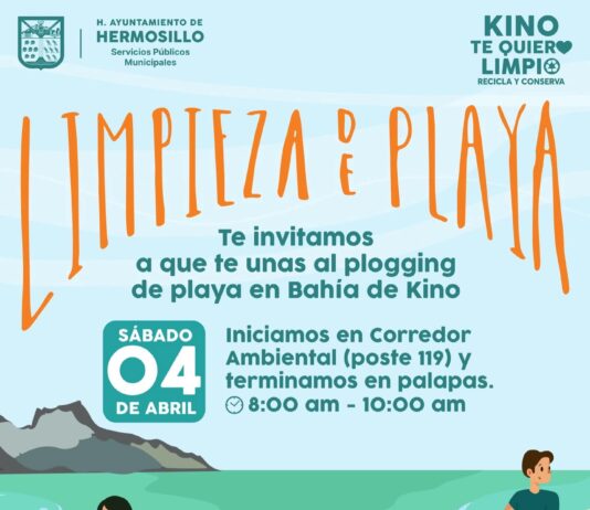 Invita Gobierno de Hermosillo a participar este sábado 4 en Plogging en Bahía de Kino