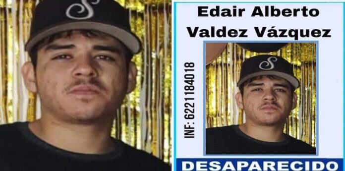 Buscan a joven desaparecido en Las Guásimas; se trata de Adair Alberto Valdez Vázquez, de quien nada se sabe desde el pasado día 26 de marzo.