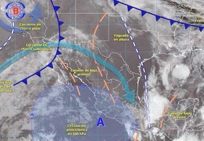 Nuevo sistema frontal ocasionará rachas de viento fuertes y descenso ligero de las temperaturas; así mismo, cielos parcialmente nublados con baja probabilidad de lluvias sobre el sur y centro.