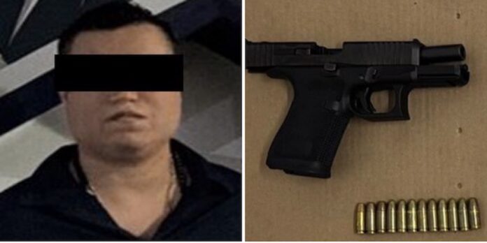 Detienen a hombre armado en la colonia 4 Olivos; César “N”, de 34 años de edad, en su vehículo además traía droga.